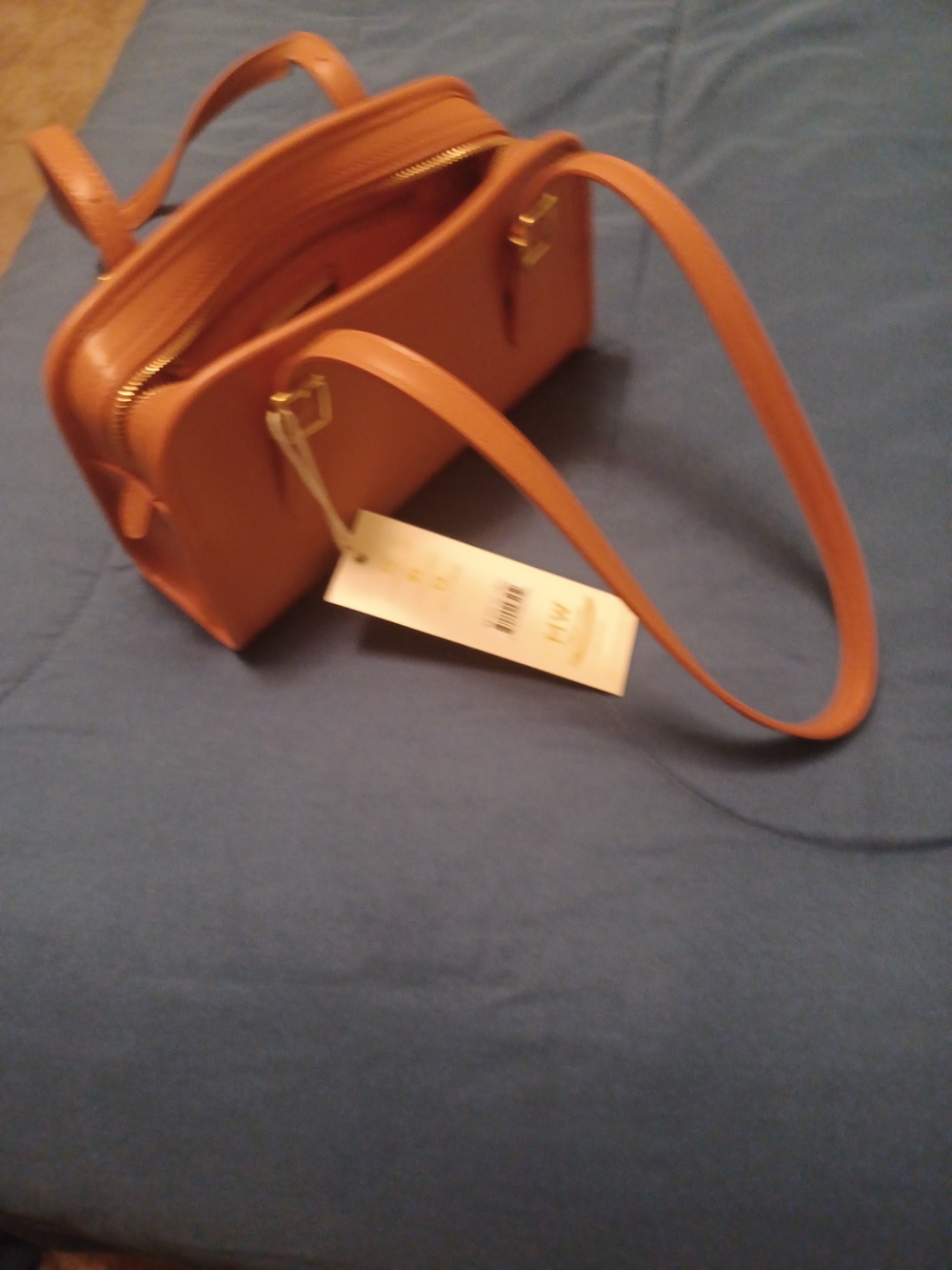 Madison West Tan Crossbody Bag with Gold Accents